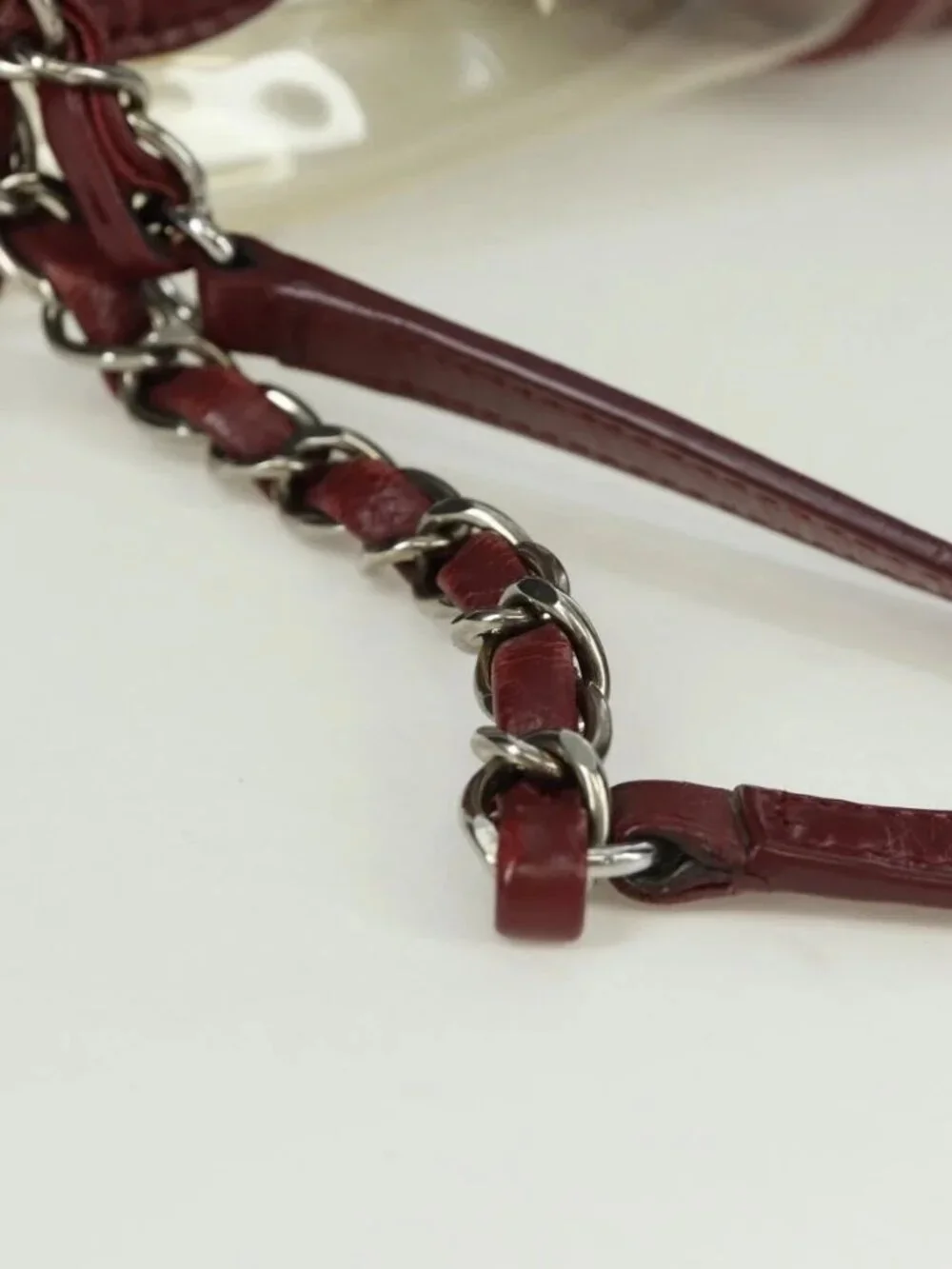 CHANEL Matelasse Chain Backpack Leather Bordeaux Silver CC Auth 172627A